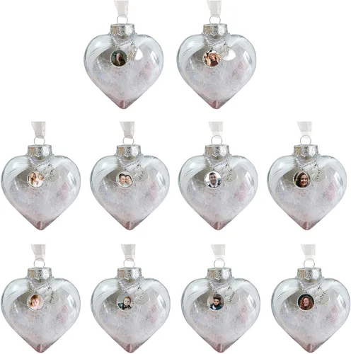 Vista 3 de Adornos de bola personalizados, árbol colgante de bola de fotos personalizada, bolas de decoración de Navidad, bola de adornos rellenables de plumas