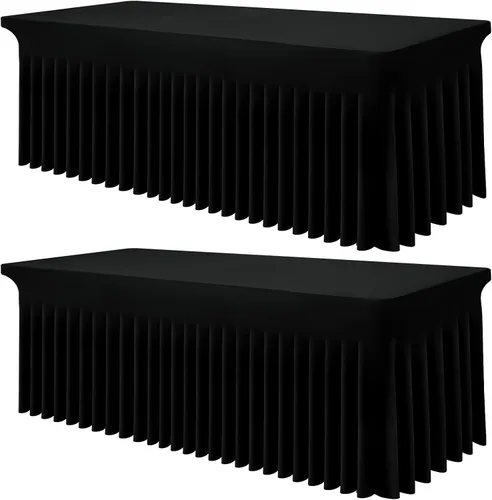Vista 26 de Smiry Mantel de Spandex, Mantel Elástico Ajustable Extensible para Mesas Rectangulares de 6 Pies, Falda Cubierta de Mesa Impermeable y Lavable