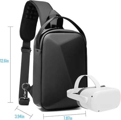 Vista 4 de Funda de transporte para Oculus Quest 2, funda de viaje rígida para MetaOculus Quest 2 VR auriculares y controladores accesorios, mochila cruzada