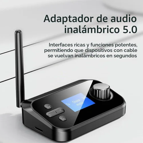 Vista 2 de eppfun Transmisor Bluetooth para TV, receptor adaptador de audio para estéreo casero con control de volumen, interruptor de encendido/apagado