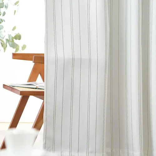 Vista 11 de jinchan Cortinas Blancas con Rayas Negras de 63 Pulgadas de Largo para Sala de Estar Dormitorio Tratamiento de Ventanas Aspecto Moderno de Lino