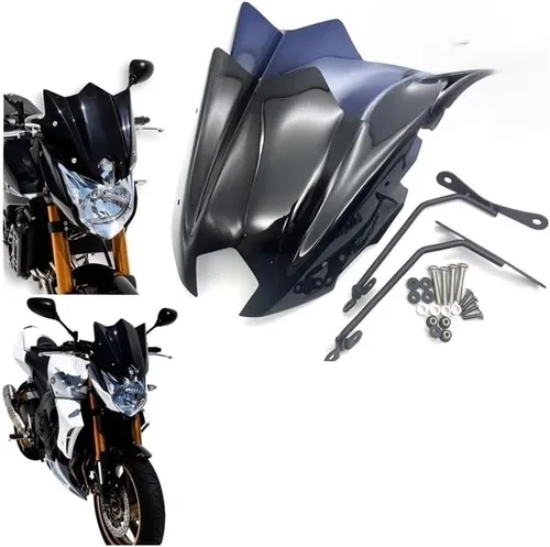 Vista 2 de For YA&MAHA FZ 8 screen 2010 2011 2012 2013 2014 2015 2016 2017 Motorcycle Black Windshield Windscreen Deflector Fairing Cove(Black)