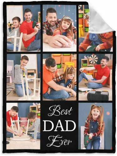 Vista 6 de InterestPrint Manta personalizada para papá de parte de hija e hijo, manta de cama personalizada con el texto "Best Dad Ever" con Love You Daddy, 7