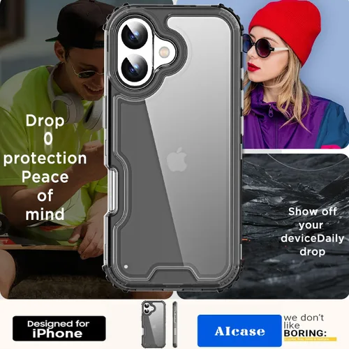 Vista 6 de AICase para iPhone 17 Transparente, Resistente Duradera de 3 Capas de Cristal Transparente [No amarillea]