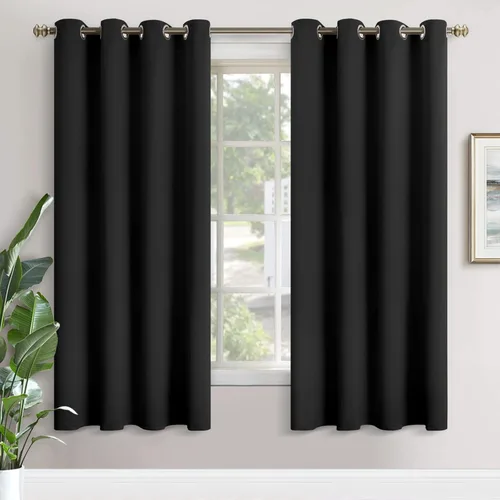 Vista 152 de YoungsTex - Cortinas blackout cortas, aislamiento térmico, ojales, oscurecen la habitación, privacidad, para cámper, sótano, cocina y baño, 2 Gris