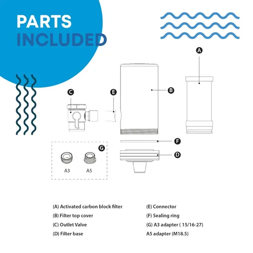 Vista 6 de Mist - Filtro de agua para fregadero, filtro de grifo, acero inoxidable, capacidad de 320 gl, reduce el metal pesado, filtro de agua certificado