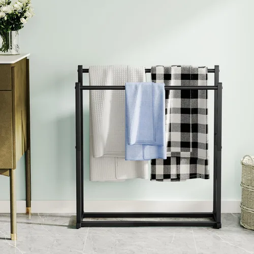 Vista 7 de Honiter Toalleros para Baño, 2 Niveles Toallero Más Ancho para Secar Toallas al Aire Libre, Toallero Independiente, Soporte para Toallas de Piscina