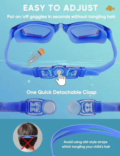 Vista 5 de Paquete de 2 gafas de natación para niños, gafas de natación para niños pequeños y jóvenes de 3-8/6-14, gafas de piscina antivaho para niños y niñas