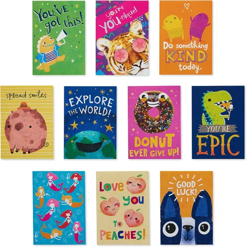 Vista 3 de American Greetings Mini tarjetas de notas para niños, esparce sonrisas (40 unidades)