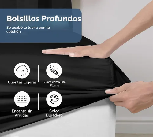 Vista 4 de Royale Linens Sábana bajera ajustable de 100% algodón orgánico - Tejido de percal - Sábanas bajeras de bolsillo profundo súper suaves - Sábana