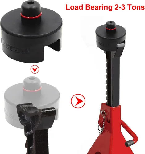 Vista 6 de Jack Pad para Tesla Model 3/Y/S/X, 4 paquetes de goma para elevación de piso, almohadillas de elevación de gato, adaptador de herramienta