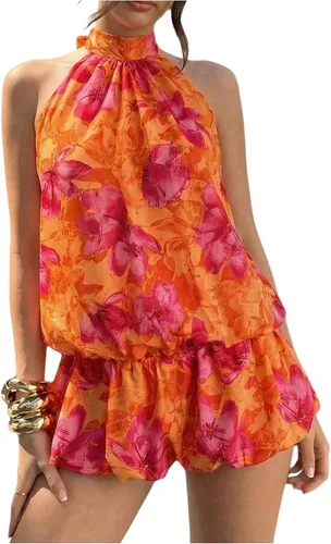 Vista 6 de Floerns Mini vestido sin mangas con volantes y dobladillo de burbujas para Café