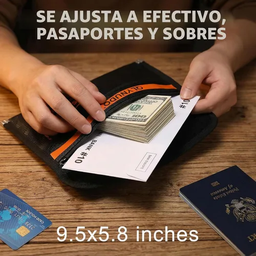 Vista 2 de Bolsa de dinero ignífuga para dinero en efectivo, paquete de 2, pequeña negro (Black X 2)
