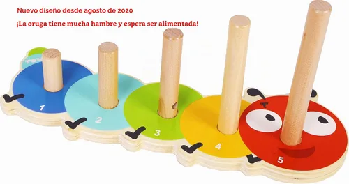Vista 5 de TOWO - Juego de anillos apilables de madera, apilador de anillos de conteo 15 piezas