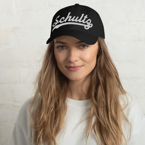 Vista 2 de Schultz Hat Schultz - Gorra de béisbol personalizada con apellido, gorra de apellido de familia, regalo unisex ajustable Black