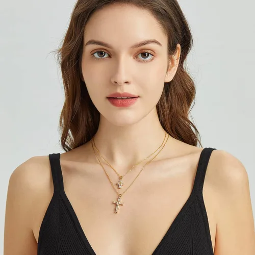 Vista 2 de Collar de Ojo Malvado para Mujer 18K Chapado en Oro Collar de Ojo Malvado en Capas Joyería de Ojo Malvado Hecha a Mano Collar de Protección