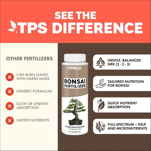 Vista 4 de Fertilizante para Bonsái, alimento líquido para plantas para un crecimiento saludable y raíces fuertes en todos los árboles de bonsái, de TPS Plant