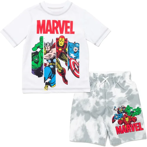 Vista 2 de Marvel Spider-Man Avengers - Conjunto de traje de baño con protección UPF 50+ para niños pequeños y grandes