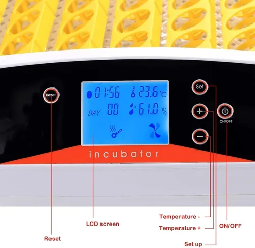 Vista 4 de Incubadora de huevos con giro automático de huevos y control de humedad, incubadora para incubar huevos con controlador de temperatura y vela LED