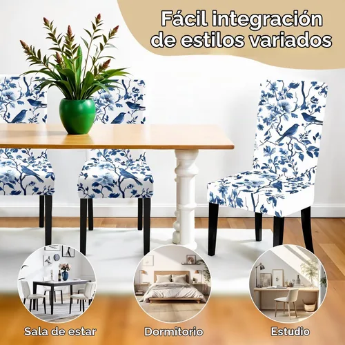 Vista 4 de ANNA QUEEN Juego de 6 fundas para sillas de comedor y cocina, fundas elásticas lavables para sillas de comedor, decoración elegante del hogar