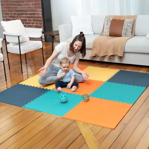 Vista 15 de MioTetto Alfombra de Juego para Bebés, Cómoda Alfombra para Tiempo de Barriga – Azulejos de Espuma Portátiles para Piso, Alfombra de bebé segura