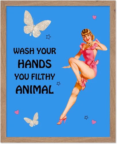 Vista 88 de Poster Master Pin Up Girl Poster - Better Late Than Ugly Print - Butterfly Art - Modern Art - Trendy Art - Gift for Men & Women - Funny Decor for