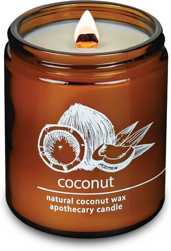 Vista 74 de Vela de mecha de madera agrietada Hemlock Park hecha a mano con cera de coco natural (grande de 16 oz, ámbar) Coconut Apricot Wax Crackling Wood