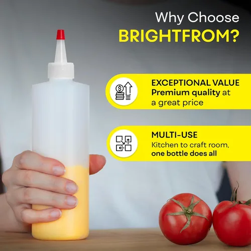 Vista 6 de BRIGHTFROM Botellas exprimibles para condimentos, botella vacía de 12 onzas con tapa superior roja, a prueba de fugas, ideal para salsa de tomate