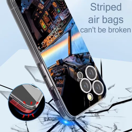 Vista 3 de Funda de teléfono compatible con iPhone SE 3rd/2nd/8/7 Flying Pilot Captain Co Plane Cockpit Airplane Europe a prueba de golpes suave a rayas