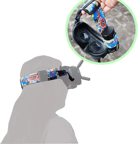 Vista 4 de Correa ajustable para la cabeza y cable de alimentación de 11.8 in para gafas DJI FPV V2, repuesto de cable de carga de alimentación y correa
