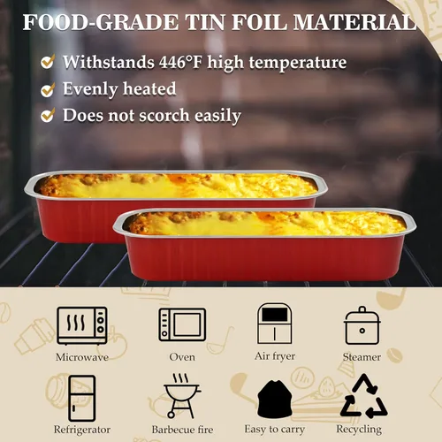 Vista 4 de Mini Moldes para Pasteles con Tapas, 50PCS Moldes Rectangulares Desechables de 6.8OZ Ramekins Forros para Cupcakes con Tapas Moldes para Pan Mini