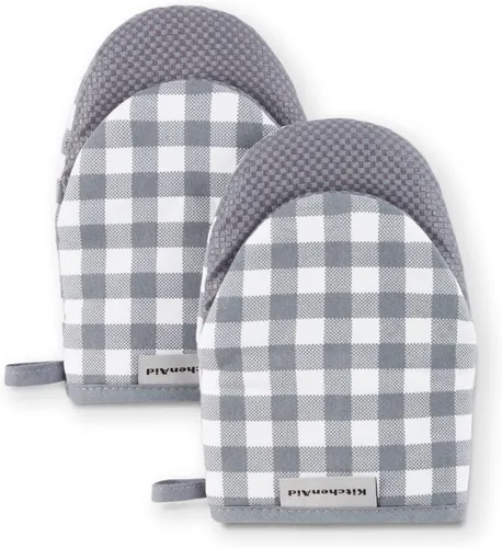 Vista 8 de Juego de 2 manoplas mini para horno Kitchenaid Gingham, Terciopelo Azul, 5.5"x8