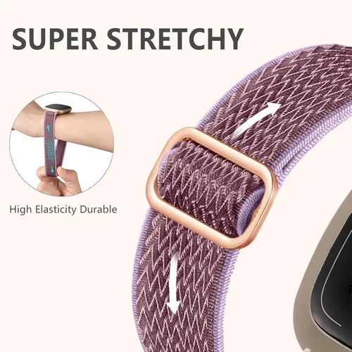 Vista 3 de Paquete de 12 bandas elásticas de nylon compatibles con Fitbit Versa 3/Fitbit Versa 4/Fitbit Sense/Sense 2 para mujeres y hombres, correa deportiva