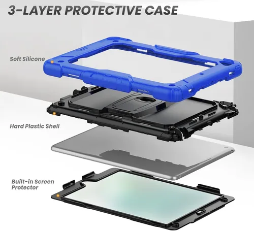 Vista 7 de HXCASEAC Funda a prueba de golpes para iPad de 6ª/5ª generación, Air 2 / Pro de 9.7 pulgadas con protector de pantalla, soporte integrado, duradera
