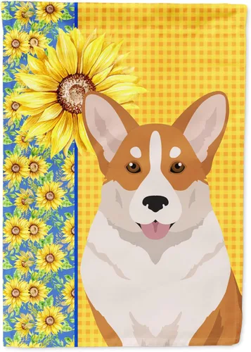 Vista 370 de Caroline's Treasures WDK5313GF Bandera de jardín con diseño de girasoles de verano, color negro y tostado, Airedale Terrier para buzón, bandera