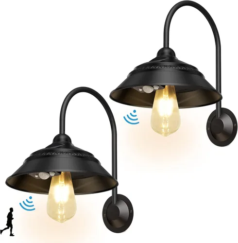Vista 9 de Luz solar para granero, luz solar de pared para exteriores con 3 modos de iluminación y sensor de movimiento, luz impermeable estilo granja