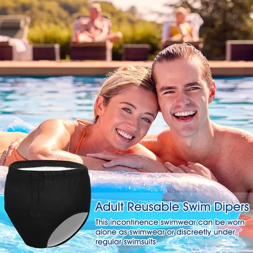 Vista 3 de Cutecrop 4 Piezas de Pañales de Natación Reutilizables para Adultos Pañales de Tela Lavables Pañales a Prueba de Fugas para Necesidades Especiales