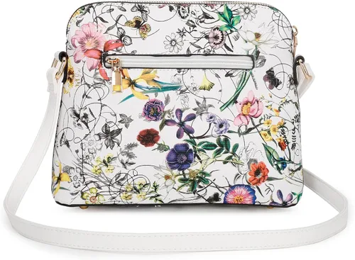 Vista 4 de La Terre Fashion - Bolso bandolera con zíper frontal y bolsillo funcional, ligero y suave de piel vegana, tamaño mediano