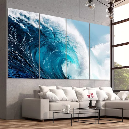 Vista 7 de Empire Art Direct Blue Wave ABCD - Juego de 4 paneles de vidrio templado flotante sin marco, listo para colgar, sala de estar, dormitorio y oficina