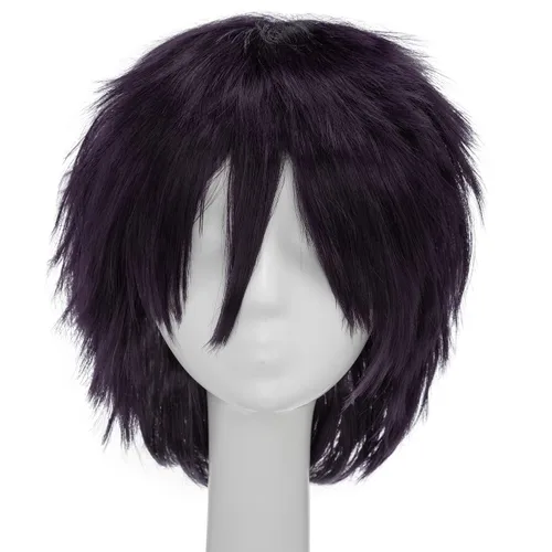 Vista 20 de S-noilite Unisex Short Cosplay Black Hair Wig Women Men Male Fluffy Straight Pixie Wigs for Cartoon Anime Comic-cons Party Halloween Costume Black