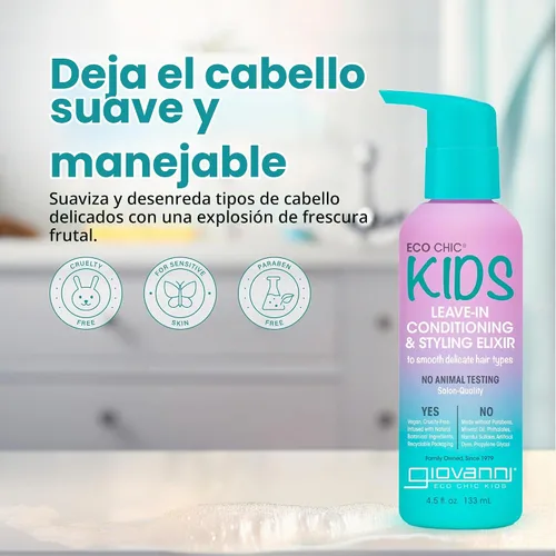 Vista 2 de GIOVANNI Eco Chic KIDs - Elixir de acondicionamiento y peinado sin enjuague