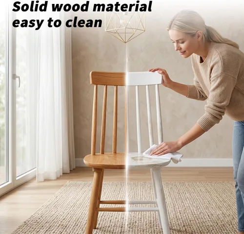 Vista 7 de Windsor - Juego de 2 sillas de comedor, sillas de madera con respaldo de husillo para cocina y comedor, sillas de comedor de madera de campo
