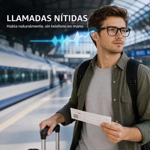 Vista 7 de Gafas inteligentes AI con audio de oído abierto, Bluetooth 5.6 y lentes