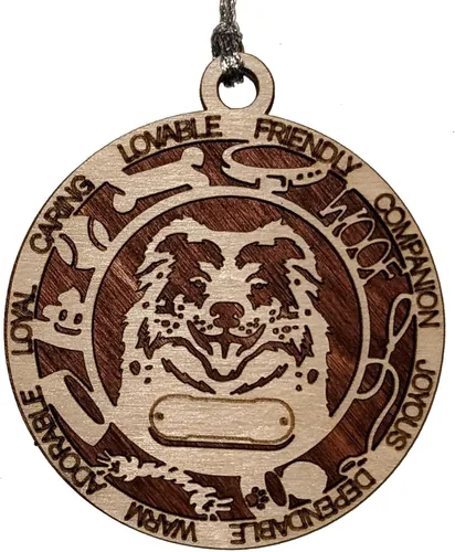 Vista 154 de Adorno de Navidad personalizado para perro Cavalier King Charles Spaniel, redondo de 3 pulgadas, madera cortada con láser de 2 capas, nombre y texto
