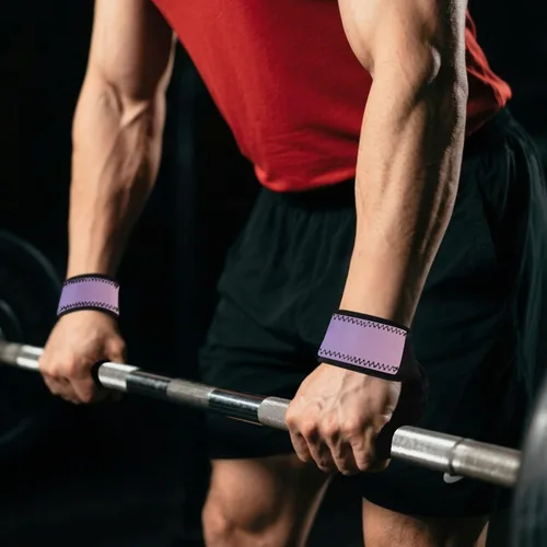 Vista 7 de Purple Gradient Weight Lifting Straps 26" Anti Slip Wrist Wraps Gym for Powerlifting, Strength Training, Bodybuilding