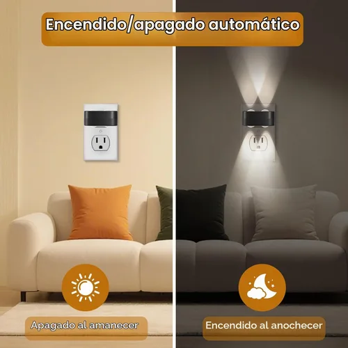 Vista 2 de Paquete de 4 luces LED de noche enchufables, 100 lúmenes, 4000 K blanco frío, sensor de encendido/apagado automático del atardecer al amanecer