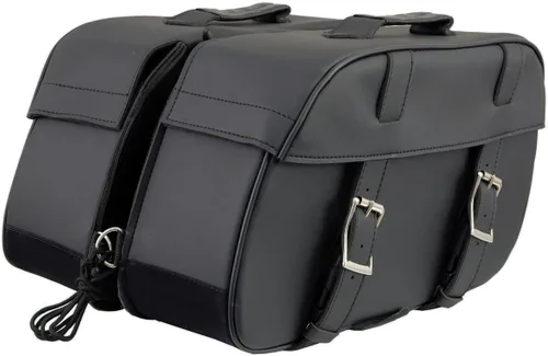 Vista 17 de Milwaukee Leather SH66901ZB - Alforjas medianas de PVC negro con 2 correas, colocación por encima, con ribetes reflectantes - Talla única
