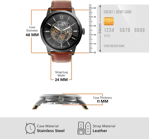 Vista 9 de Fossil - Reloj de pulsera automático y mecánico de estilo Townsman en acero inoxidable para hombre