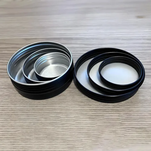Vista 8 de LJY 48 latas redondas de aluminio negro, tapas de tornillo, 2/1/0.5 oz, 3