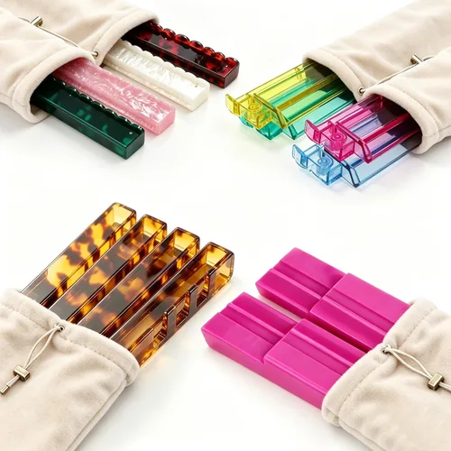 Vista 3 de Mahjong - Bolsa con 4 divisores para estantes Mahjong de 16 a 20 pulgadas Beige Blanco